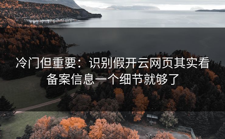 冷门但重要：识别假开云网页其实看备案信息一个细节就够了