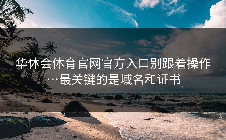 华体会体育官网官方入口别跟着操作…最关键的是域名和证书